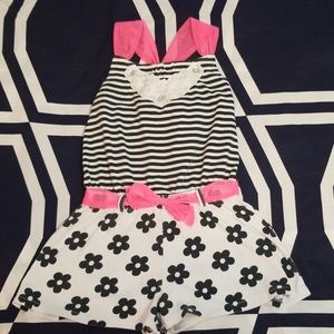 Girl's Black, White, and Pink Romper Size 5